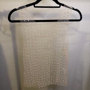 Sheer Beaded Sleeveless Top